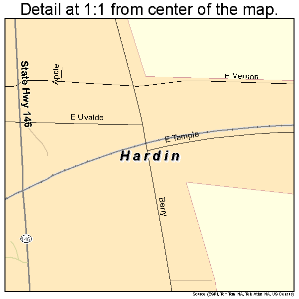 Hardin, Texas road map detail