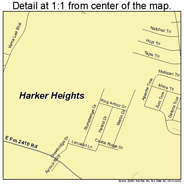 Harker Heights, Texas road map detail