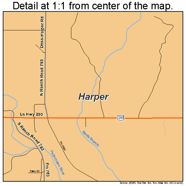 Harper, Texas road map detail