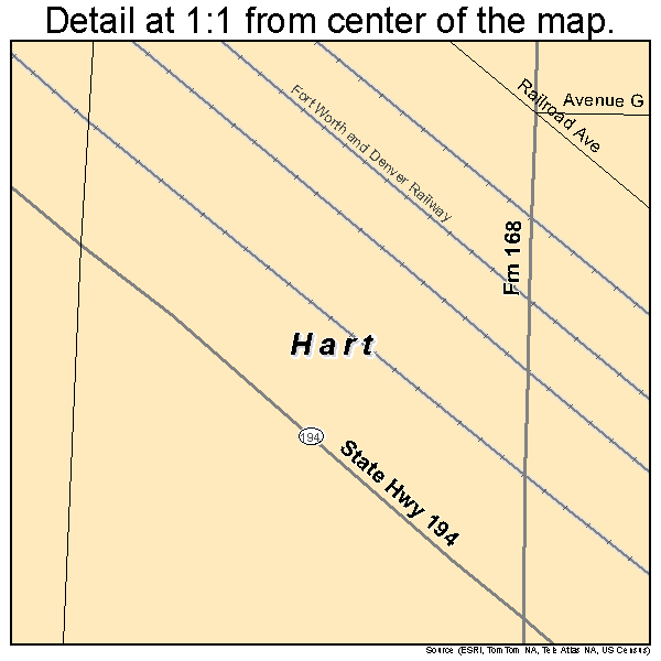 Hart, Texas road map detail