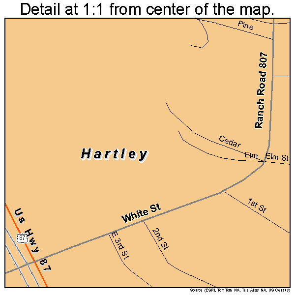 Hartley, Texas road map detail