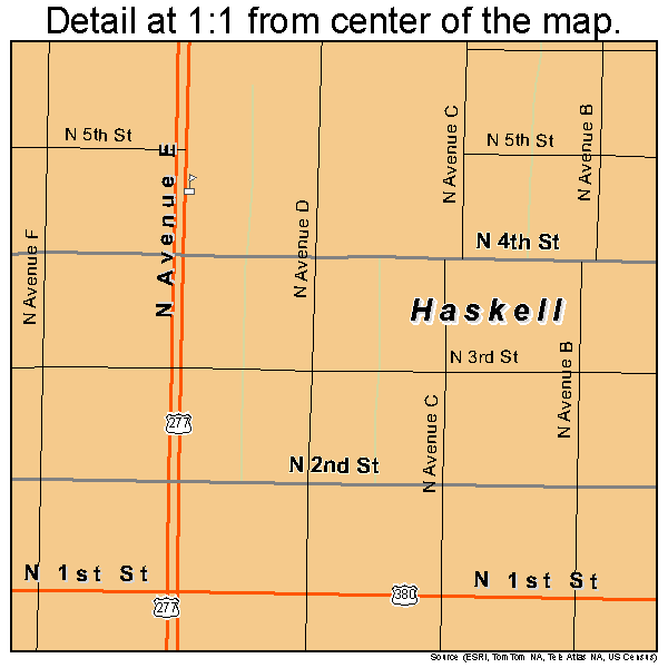 Haskell, Texas road map detail