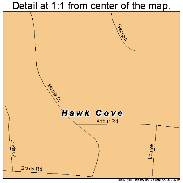 Hawk Cove, Texas road map detail