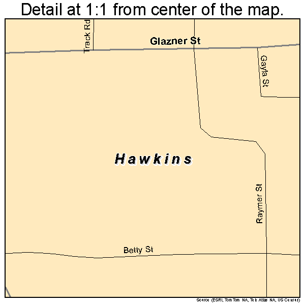 Hawkins, Texas road map detail