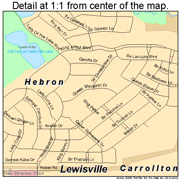 Hebron, Texas road map detail