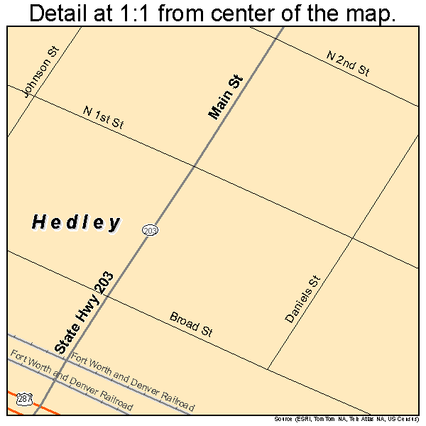 Hedley, Texas road map detail