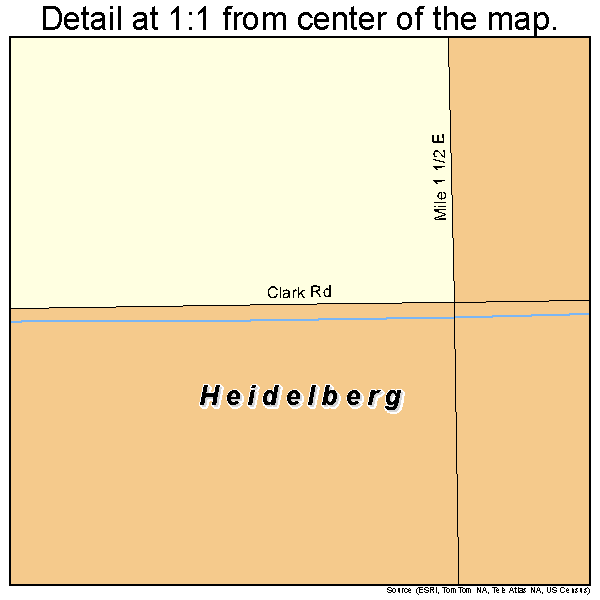 Heidelberg, Texas road map detail