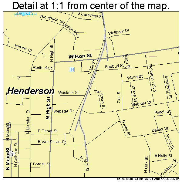 Henderson, Texas road map detail