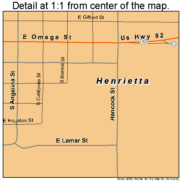 Henrietta, Texas road map detail