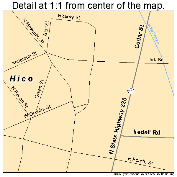 Hico, Texas road map detail