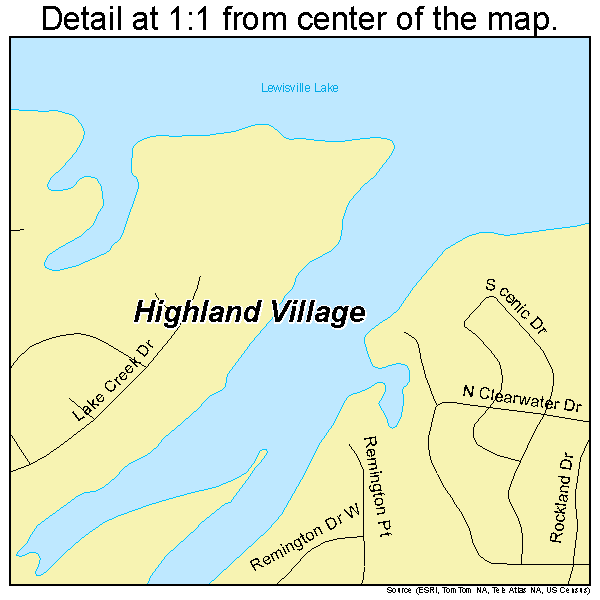 Highland Village, Texas road map detail
