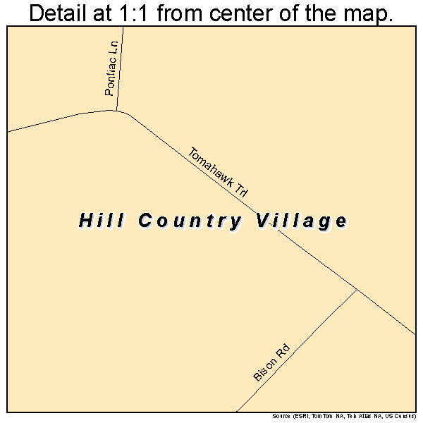 Hill Country Village, Texas road map detail