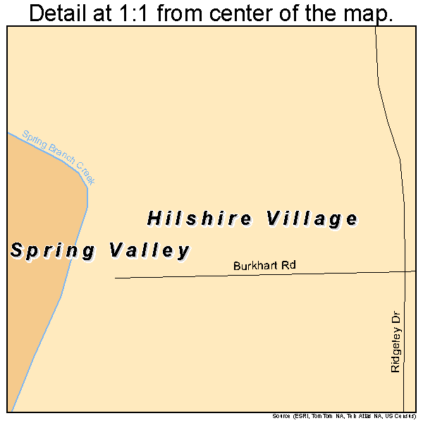 Hilshire Village, Texas road map detail