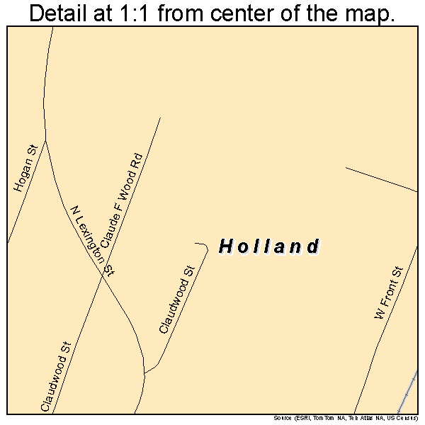 Holland, Texas road map detail