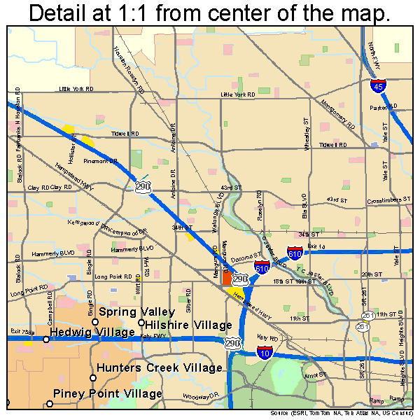 Houston, Texas road map detail