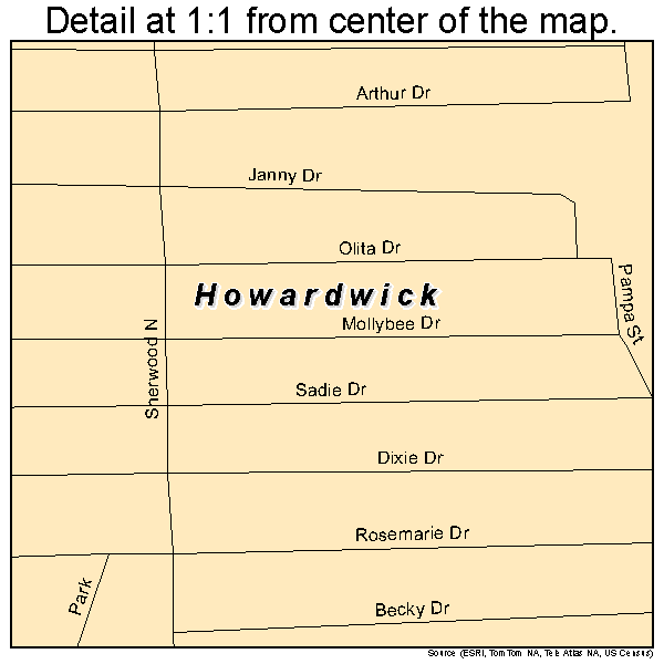 Howardwick, Texas road map detail