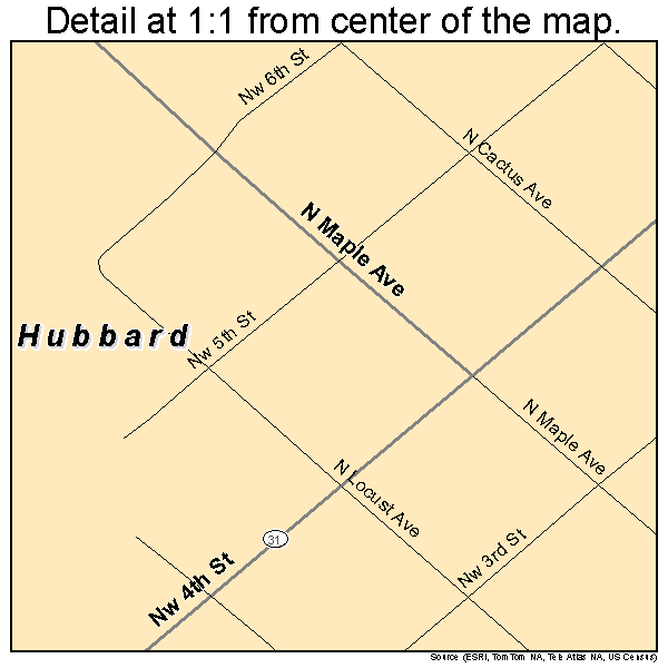 Hubbard, Texas road map detail