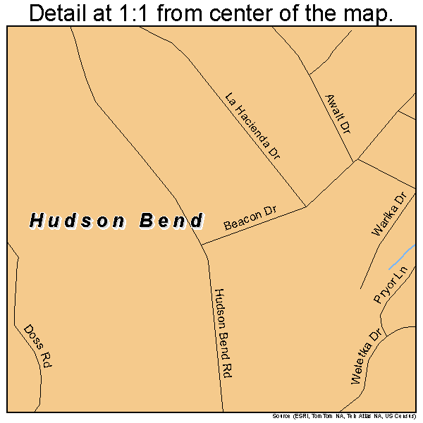 Hudson Bend, Texas road map detail