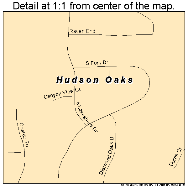 Hudson Oaks, Texas road map detail