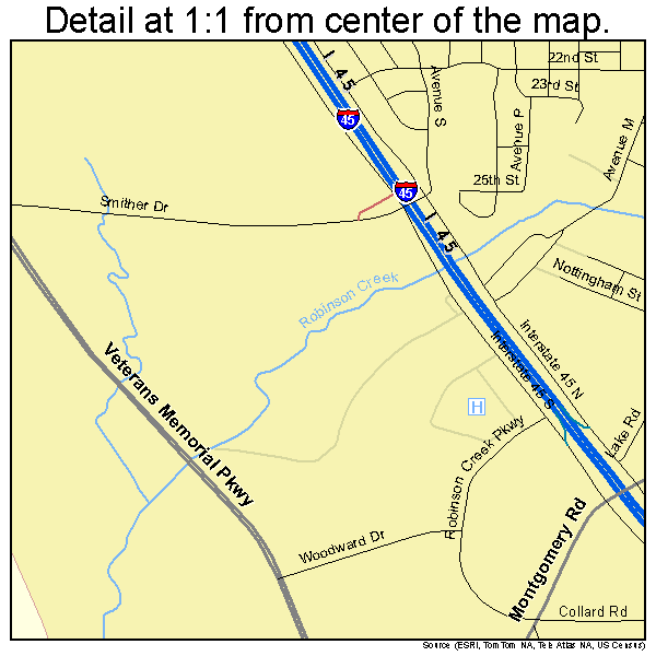 Huntsville, Texas road map detail