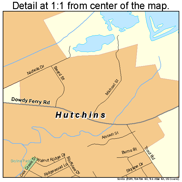 Hutchins, Texas road map detail