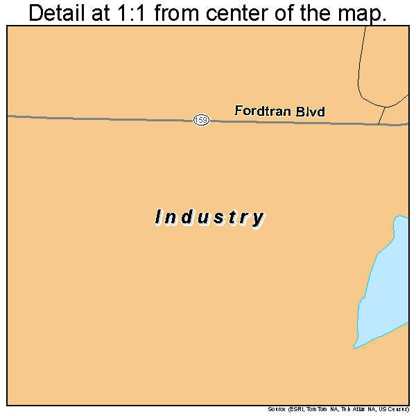 Industry, Texas road map detail