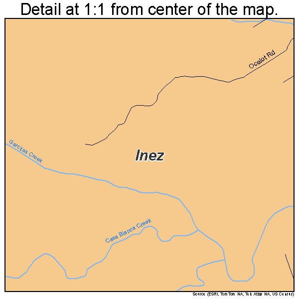 Inez, Texas road map detail