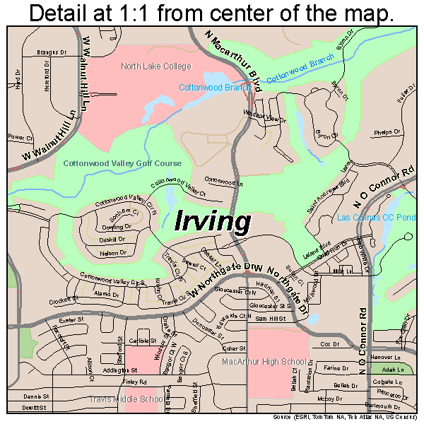 Irving, Texas road map detail