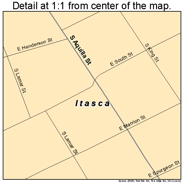 Itasca, Texas road map detail
