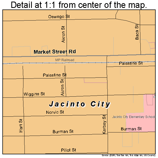 Jacinto City, Texas road map detail