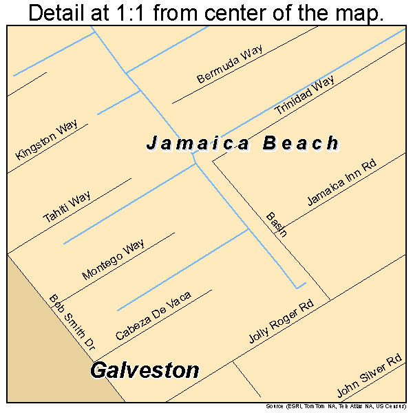 Jamaica Beach, Texas road map detail