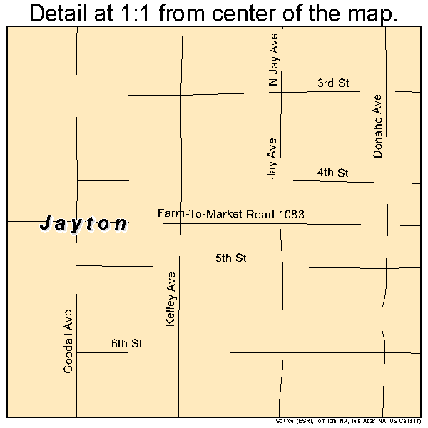 Jayton, Texas road map detail