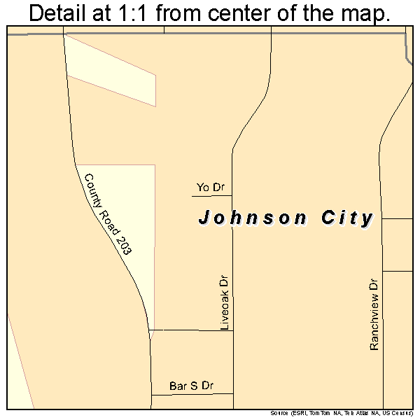 Johnson City, Texas road map detail