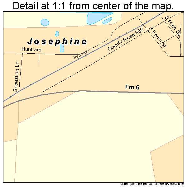 Josephine, Texas road map detail
