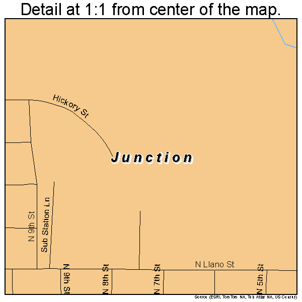 Junction, Texas road map detail
