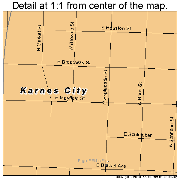 Karnes City, Texas road map detail