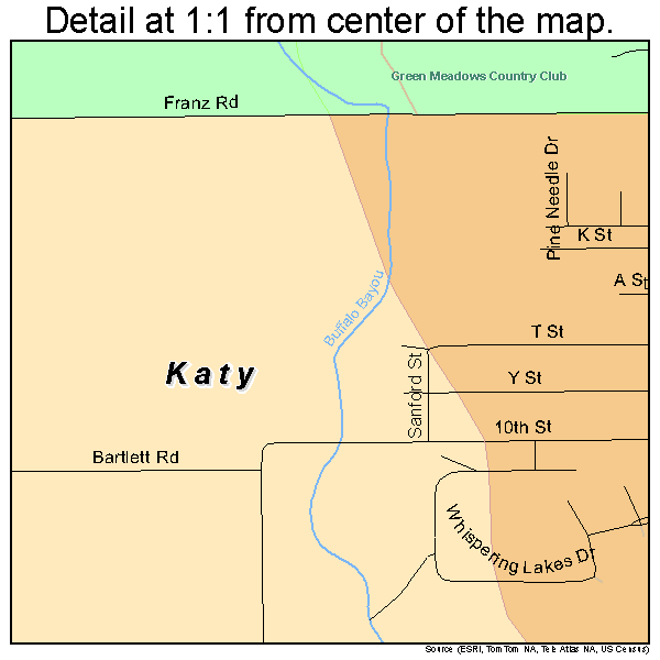 Katy, Texas road map detail