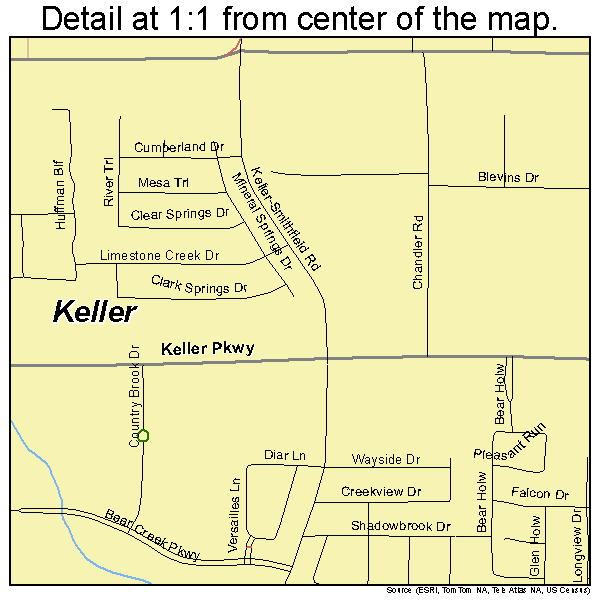 Keller, Texas road map detail