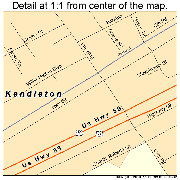 Kendleton, Texas road map detail