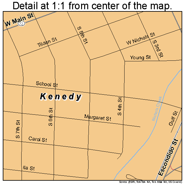 Kenedy, Texas road map detail