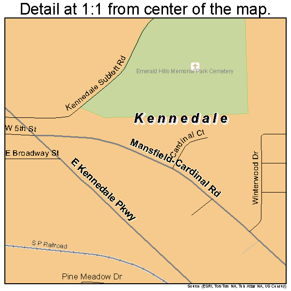 Kennedale, Texas road map detail