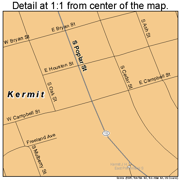 Kermit, Texas road map detail