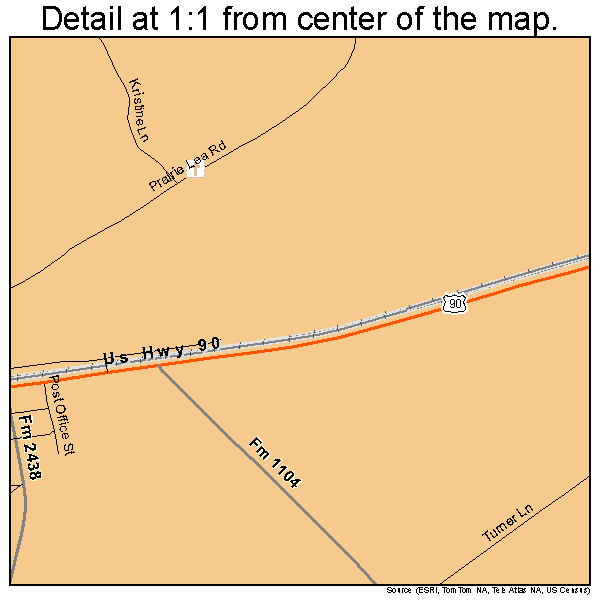 Kingsbury, Texas road map detail