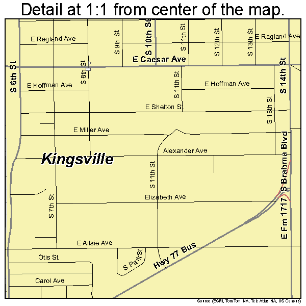 Kingsville, Texas road map detail