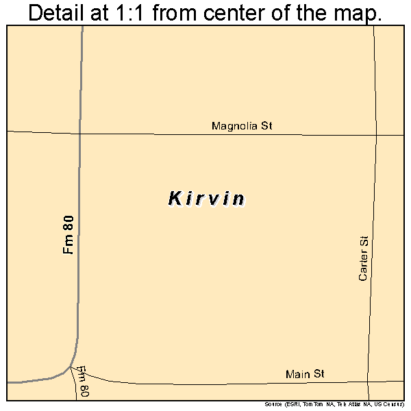 Kirvin, Texas road map detail