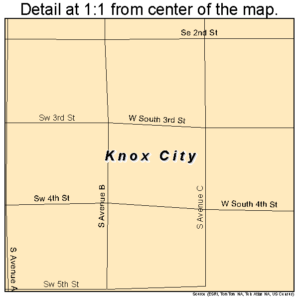 Knox City, Texas road map detail