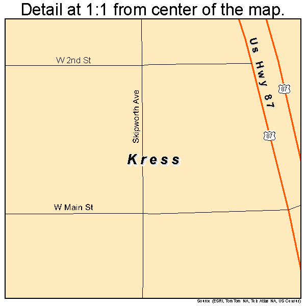 Kress, Texas road map detail