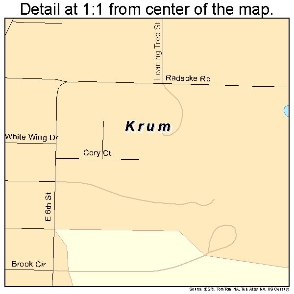 Krum, Texas road map detail