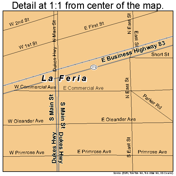 La Feria, Texas road map detail