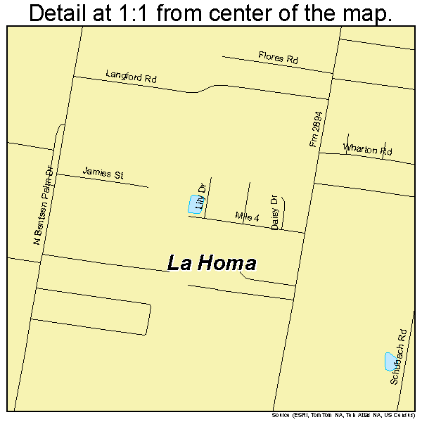 La Homa, Texas road map detail